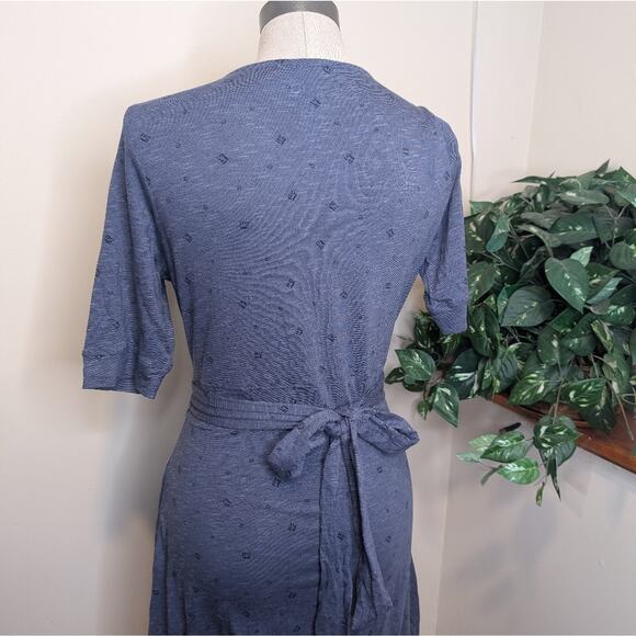 Toad&Co Cue Wrap Cafe Dress Blue Midi Size Medium POCKETS! - Picture 3 of 8